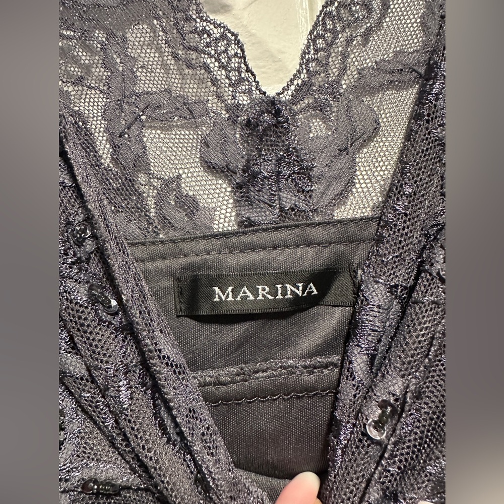 Marina Charcoal Lace Gown